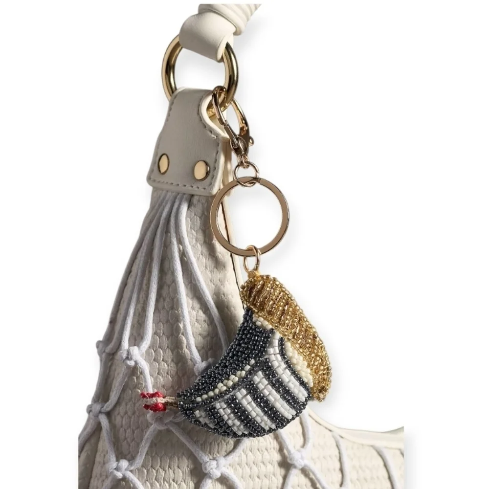 Anthropologie Under The Sea Beaded Bag Charm Key Holder